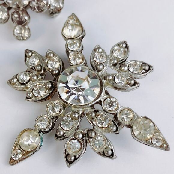 VTG Lot Of 6 Brooches Mid Century Rhinestone Silver Tone 1950s 1960s - Picture 6 of 11